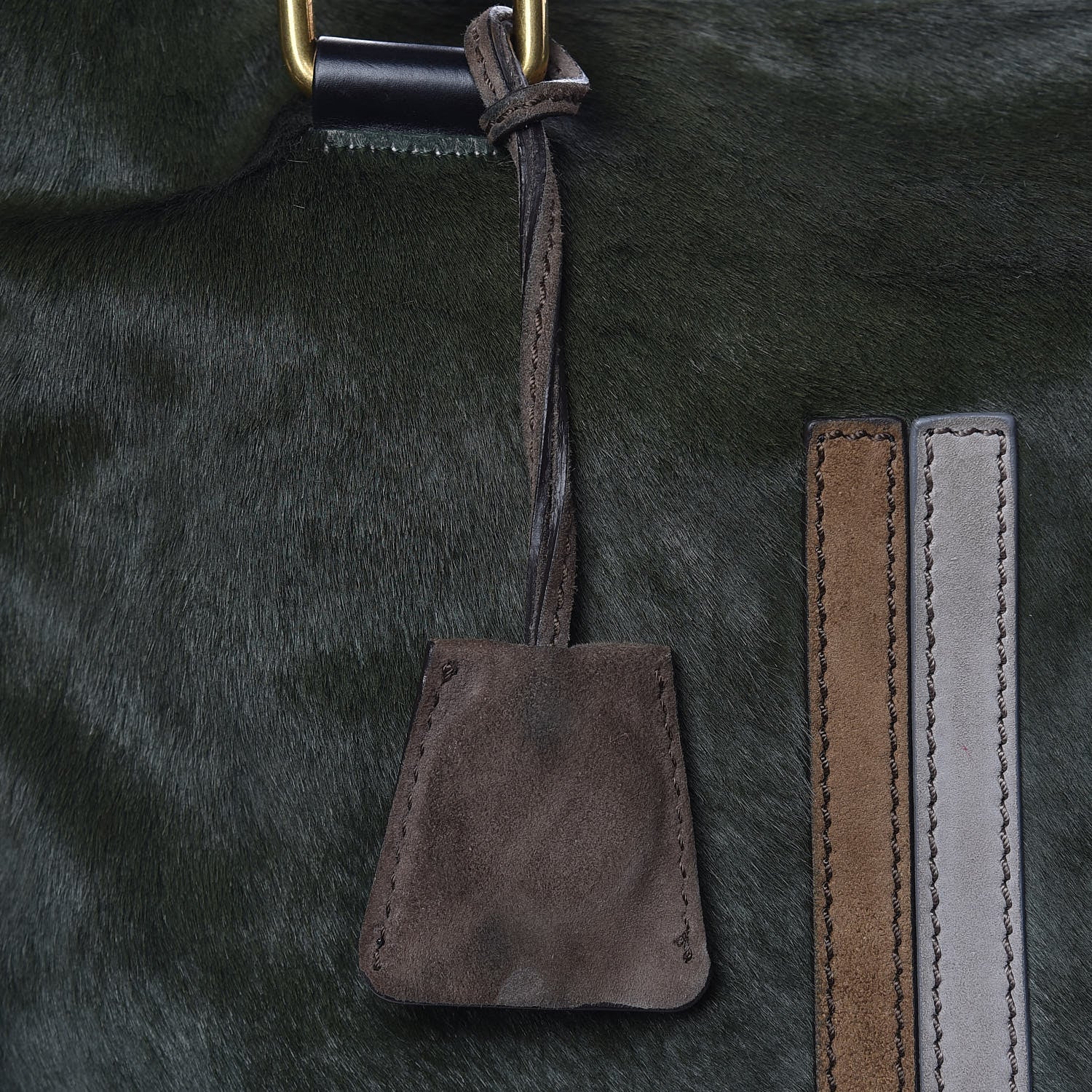 Celine Pony Hair Racer Stripe Tote Green 13 of 17