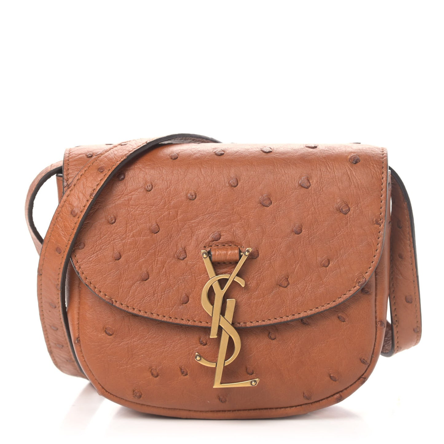 Ostrich Mini Classic Monogram Kaia Satchel Brick