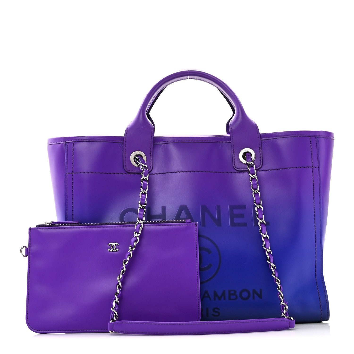 Chanel Shaded Calfskin Small Deauville Tote Purple Blue 1803213