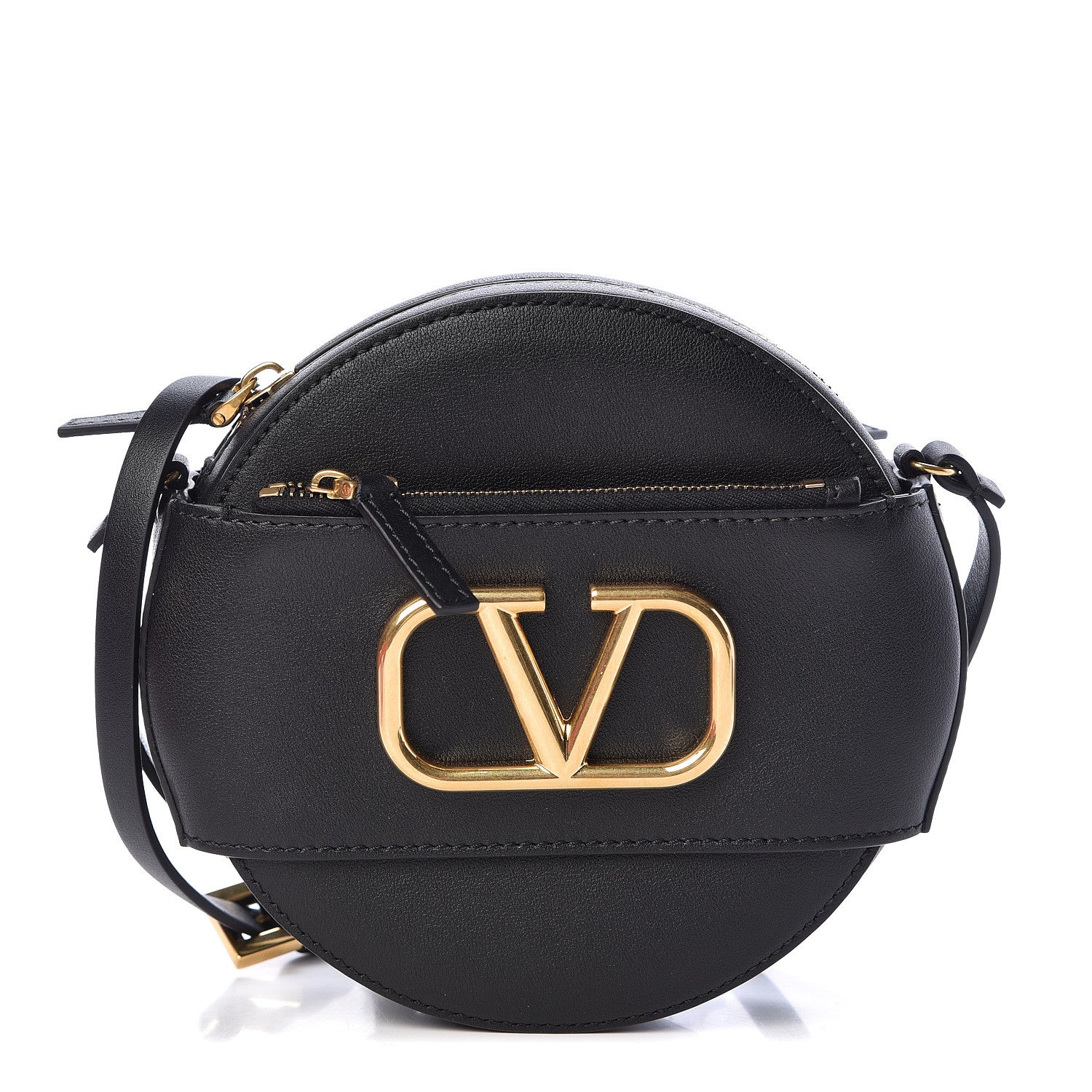 Valentino Garavani Calfskin VLogo Round Crossbody Bag Black 1 of 10