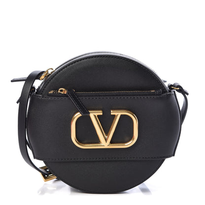 Valentino Garavani Calfskin VLogo Round Crossbody Bag Black 1 of 10