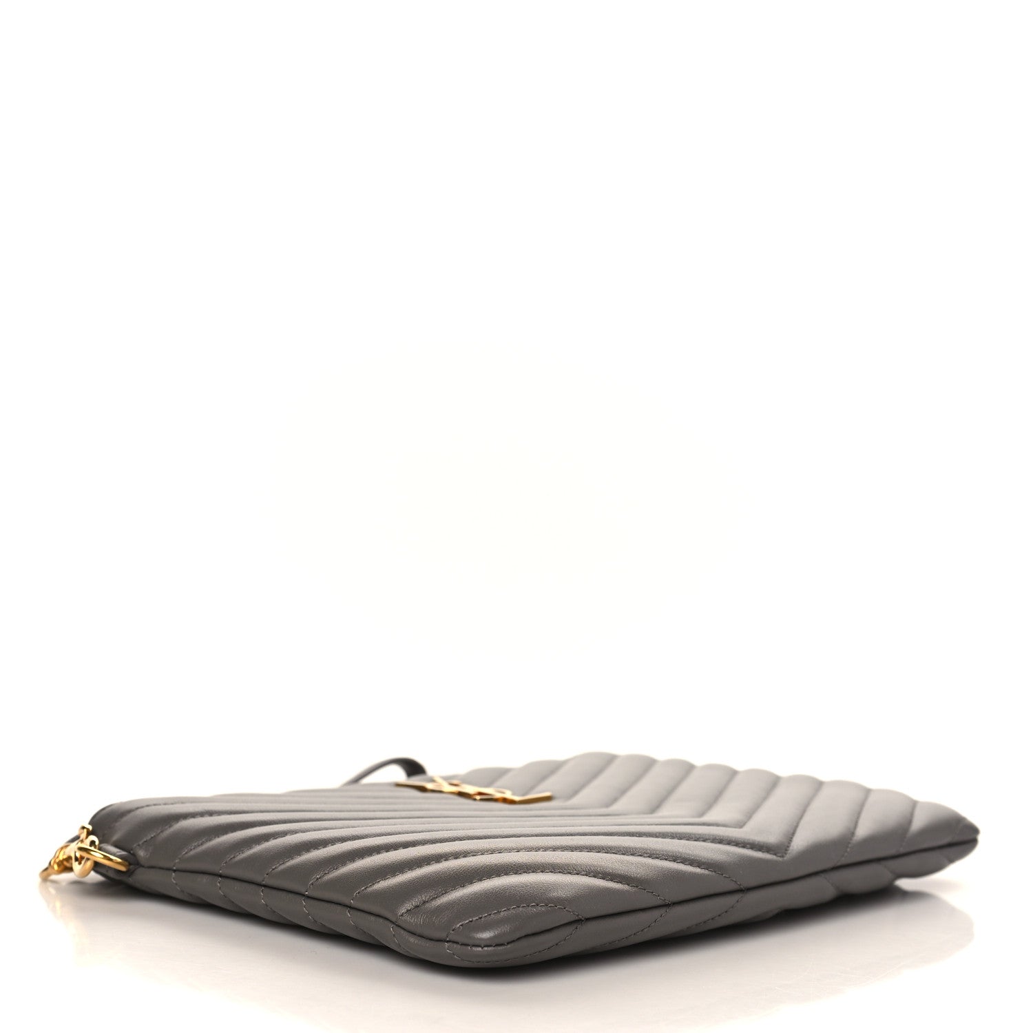 Saint Laurent Calfskin Matelasse Monogram Cassandre Tablet Pouch Fog 4 of 6