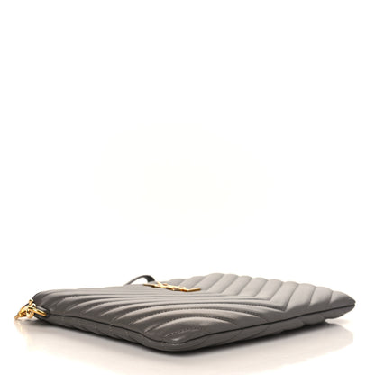 Saint Laurent Calfskin Matelasse Monogram Cassandre Tablet Pouch Fog 4 of 6
