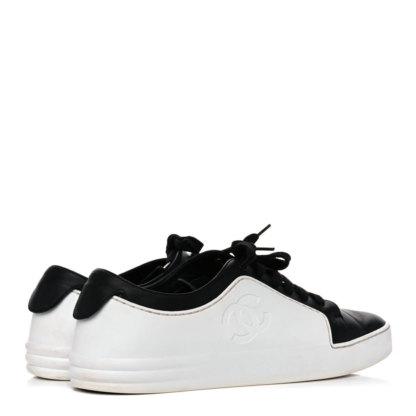 Calfskin Womens CC Sneakers 39.5 Black White