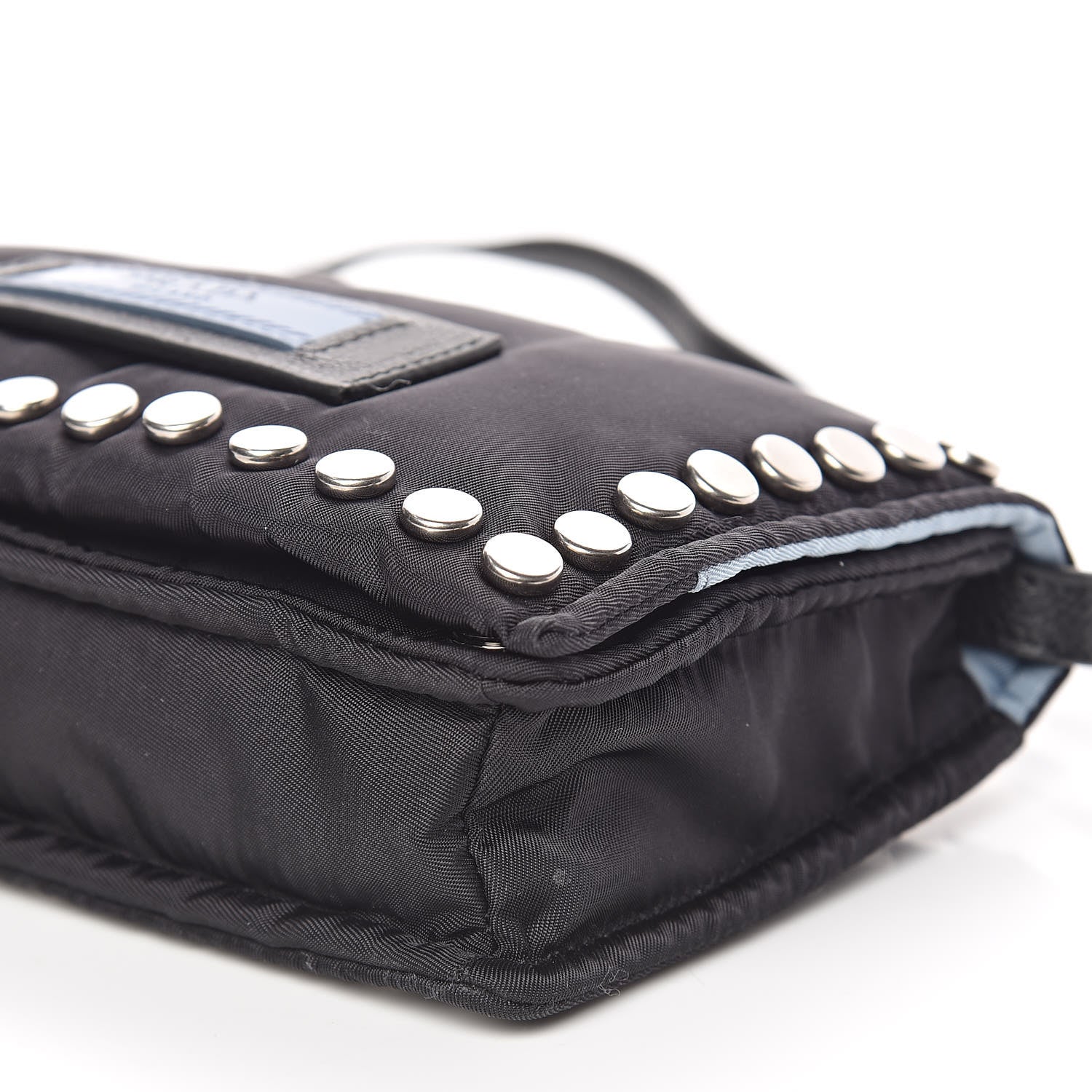 Prada Nylon Tessuto Studded Mini Etiquette Bag Black Astrale 6 of 10