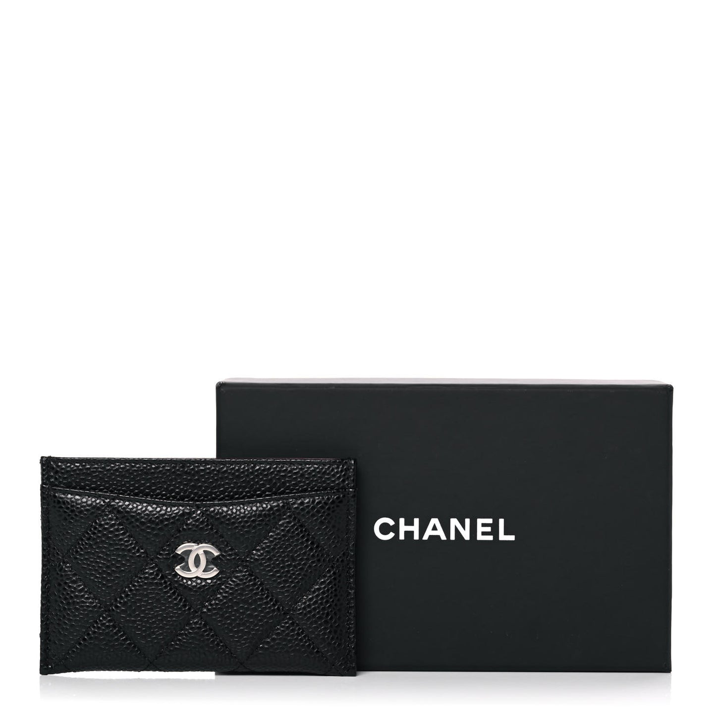 Caviar Quilted Card Holder Black