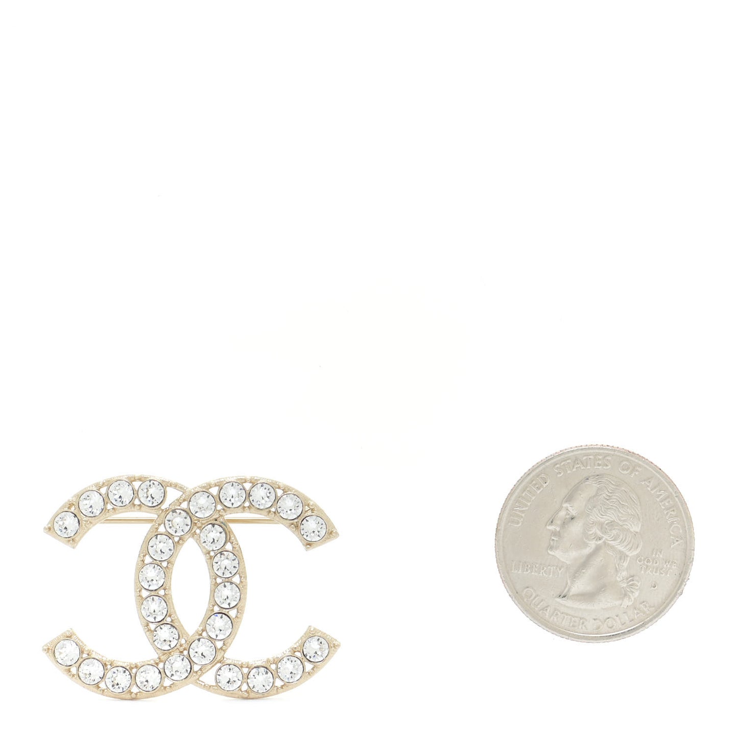 Crystal CC Brooch Gold