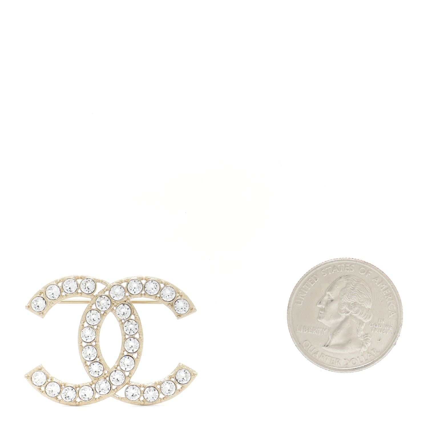 Chanel Crystal CC Brooch Gold 2 of 5