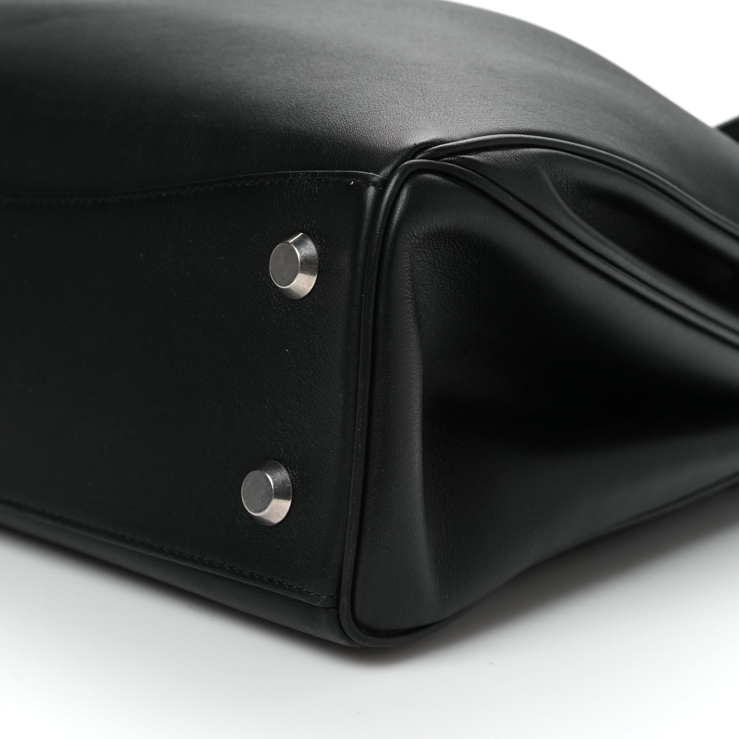 Natural Smooth Calfskin Medium Rodeo Top Handle Handbag Black