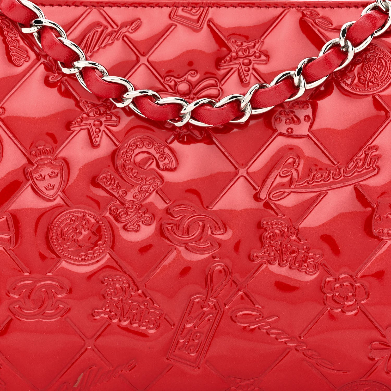 Chanel Patent Calfskin Lucky Symbols Pochette Red 9 of 11