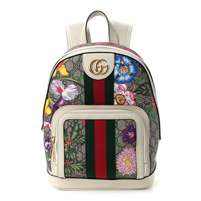 Gucci GG Supreme Monogram Flora Web Small Ophidia Day Backpack White 1 of 12