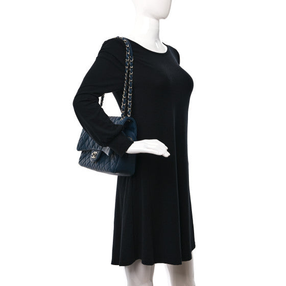 Caviar Quilted Jumbo Easy Flap Blue