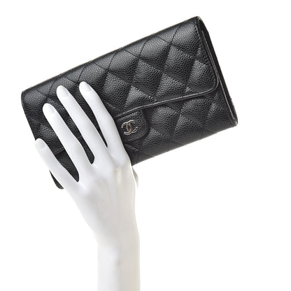Chanel Caviar Quilted Large Flap Gusset Wallet Black 2 of 10