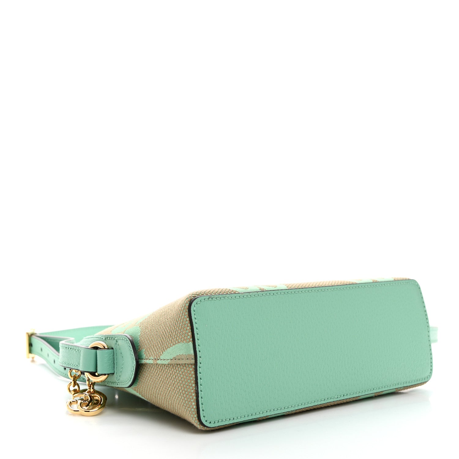 Gucci Monogram Jumbo GG Textured Dollar Calfskin Small Ophidia Dome Shoulder Bag Beige Pepperlight Mint 4 of 10