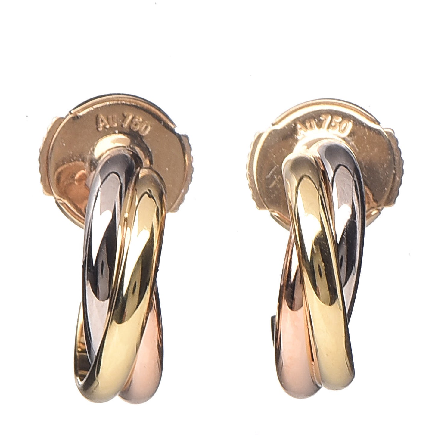 18K Pink Yellow White Gold 13mm Trinity Hoop Earrings
