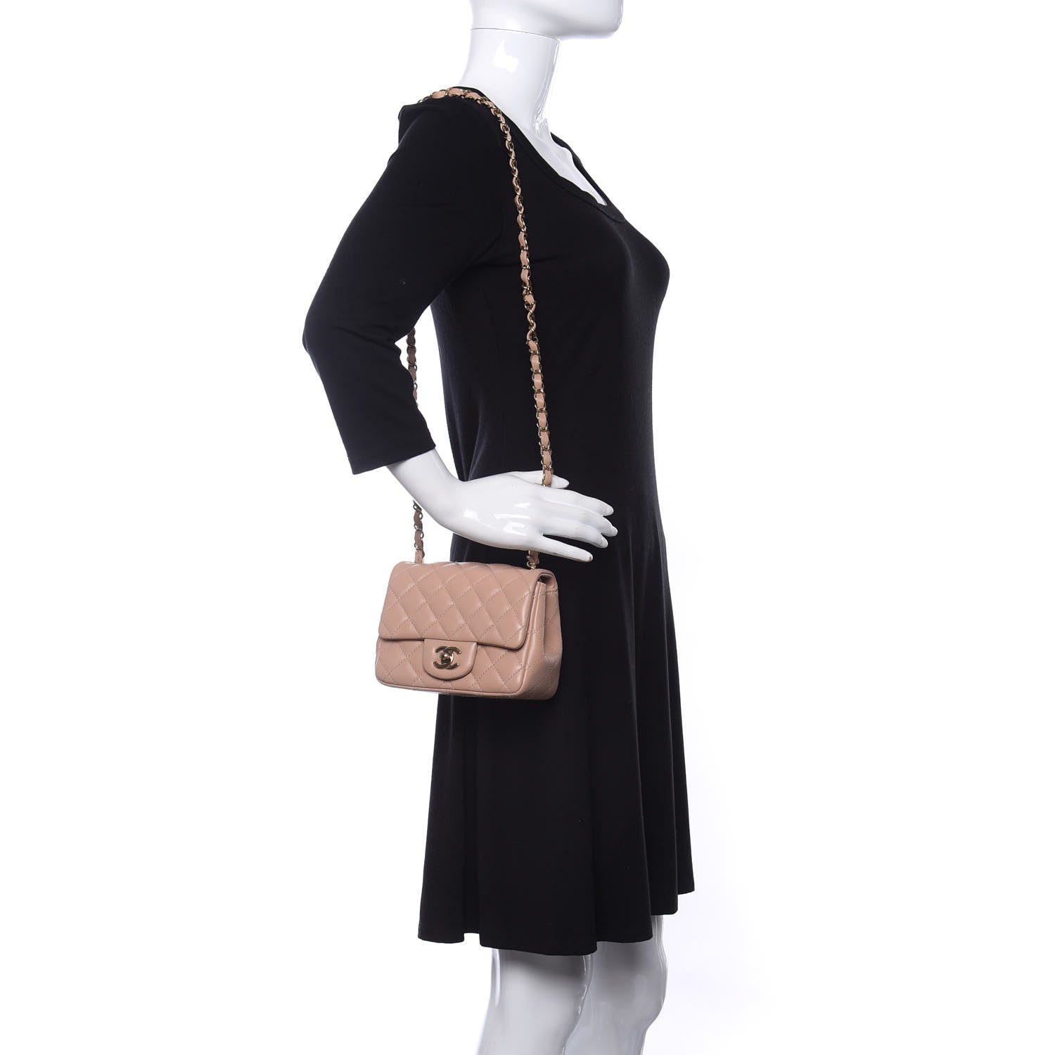 Chanel Lambskin Quilted Mini Square Flap Beige 2 of 11