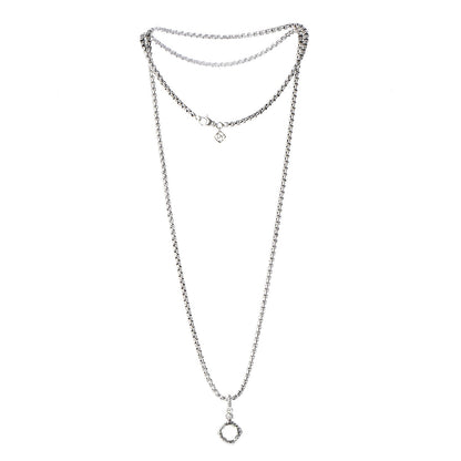 David Yurman Sterling Silver 14K Yellow Gold Pave Diamond Prasiolite 11mm Cushion On Point Pendant Necklace 4 of 7