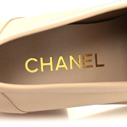 Chanel Shiny Calfskin CC Loafers 36 Beige White 8 of 10