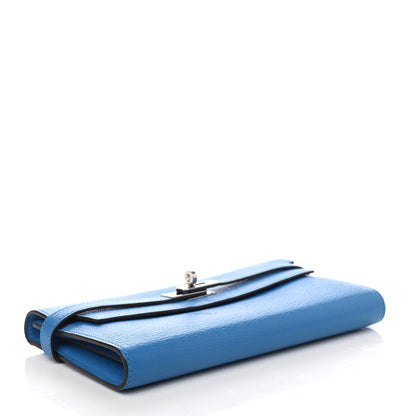 Hermes Chevre Mysore Kelly Longue Wallet Bleu Zanzibar 3 of 4