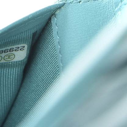 Chanel Lambskin Quilted Card Holder Wallet Turquoise 7 of 8