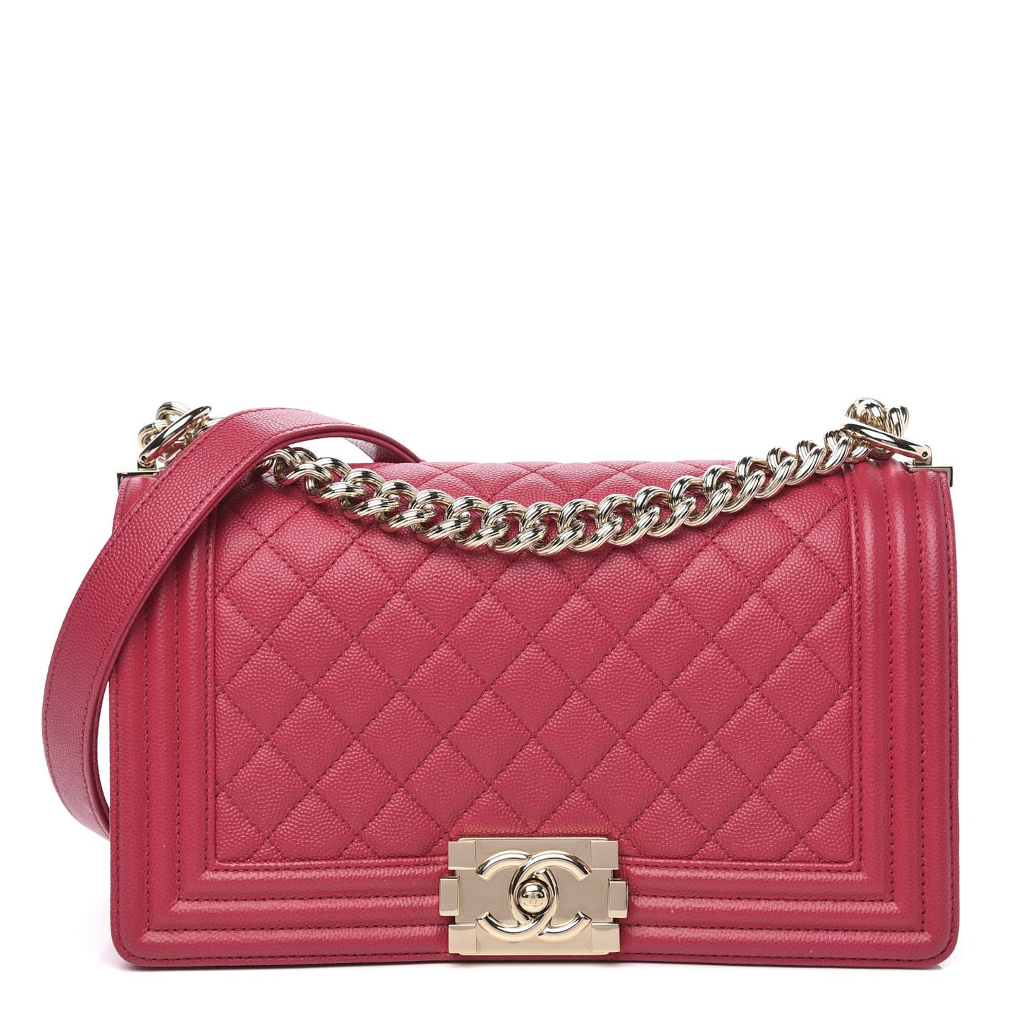 Caviar Quilted Medium Boy Flap Dark Pink