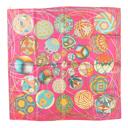 Hermes Silk L'Art Du Temari Scarf 90 Orange Fuchsia Vert 1 of 4