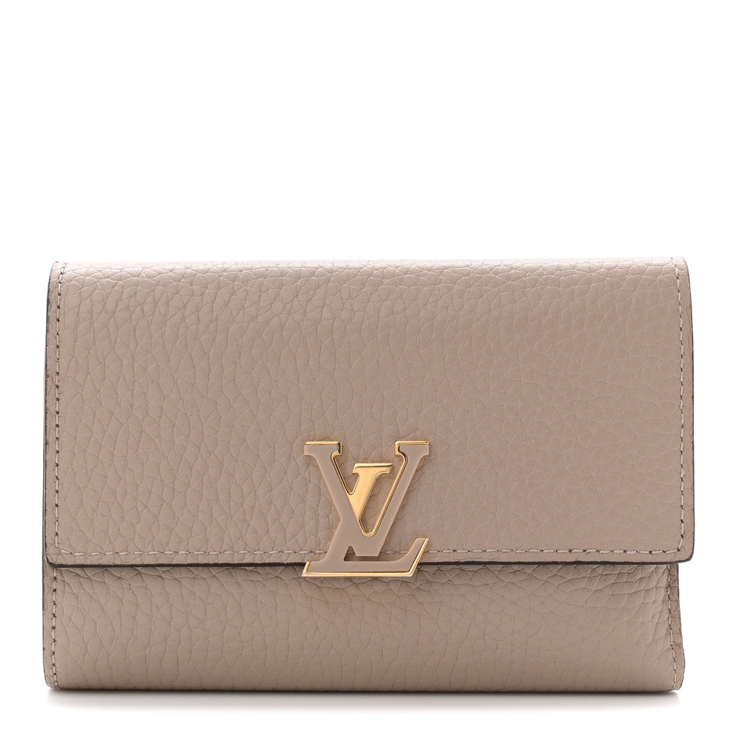 Taurillon Capucines Compact Wallet Galet