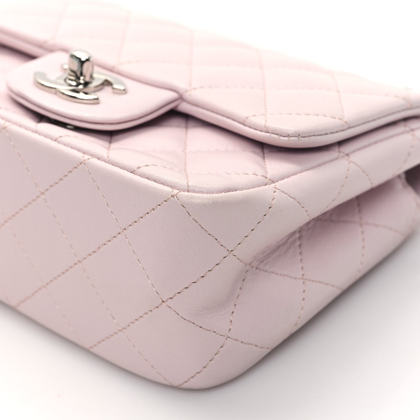 Lambskin Quilted Mini Square Flap Light Pink