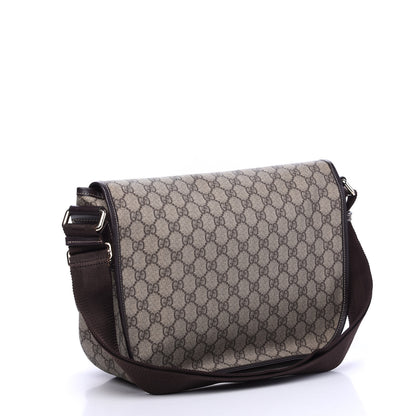 Gucci GG Plus Monogram Medium Double Buckle Flap Messenger Bag Beige Dark Brown 2 of 9
