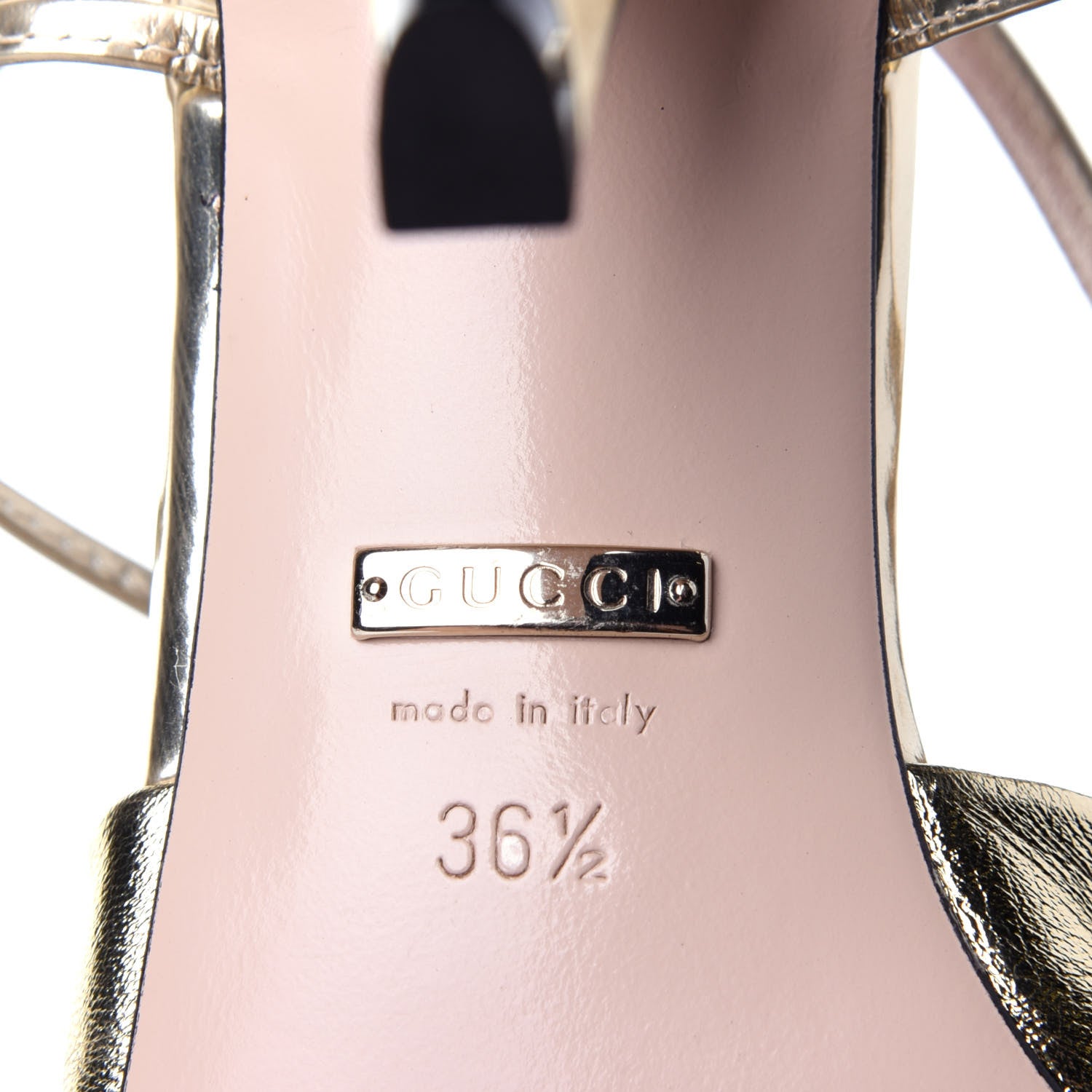 Gucci Metallic Nappa Bow Daphne High Heel Sandals 36.5 Platino 9 of 13