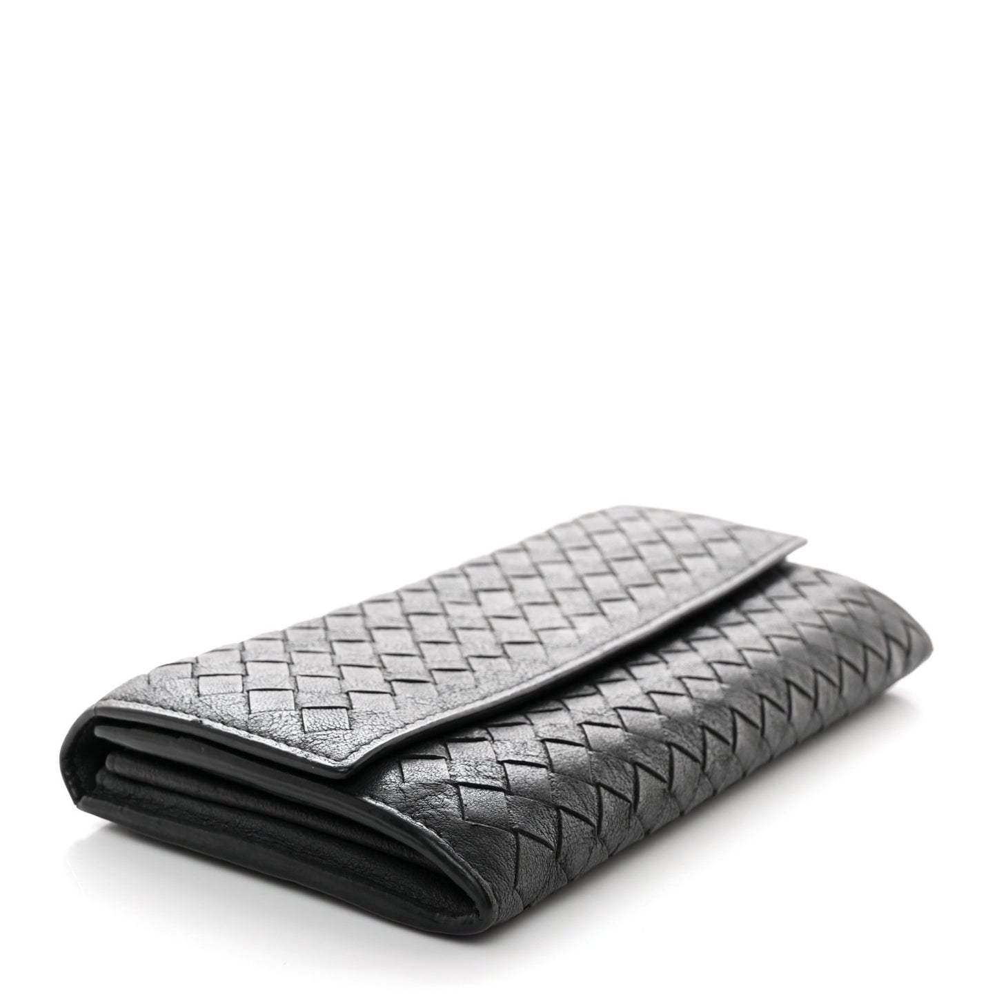 Nappa Intrecciato Continental Flap Wallet Ferro Gray