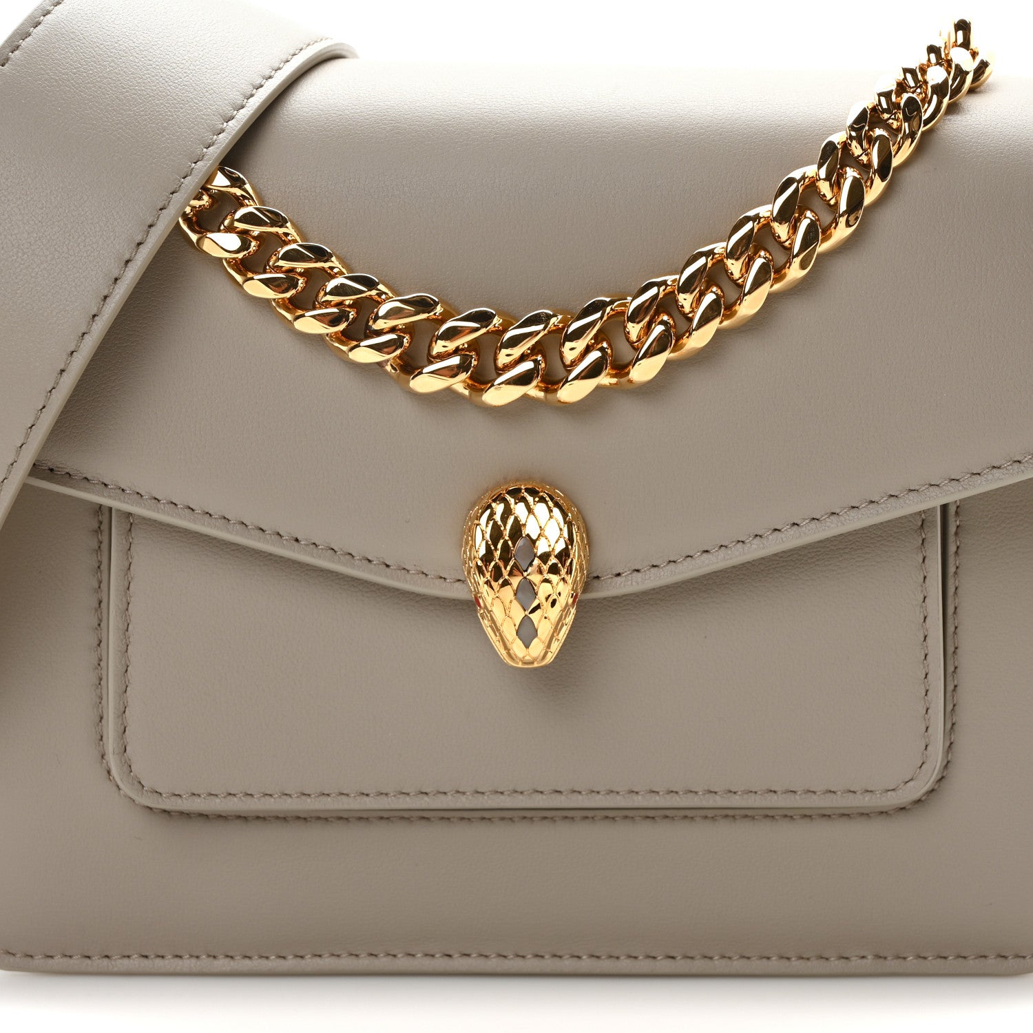 Bulgari Calfskin Serpenti Forever Maxi Chain Crossbody Bag Grey 9 of 11