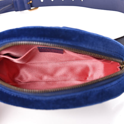 Gucci Velvet Matelasse GG Marmont Belt Bag 95 38 Cobalt Blue 5 of 10