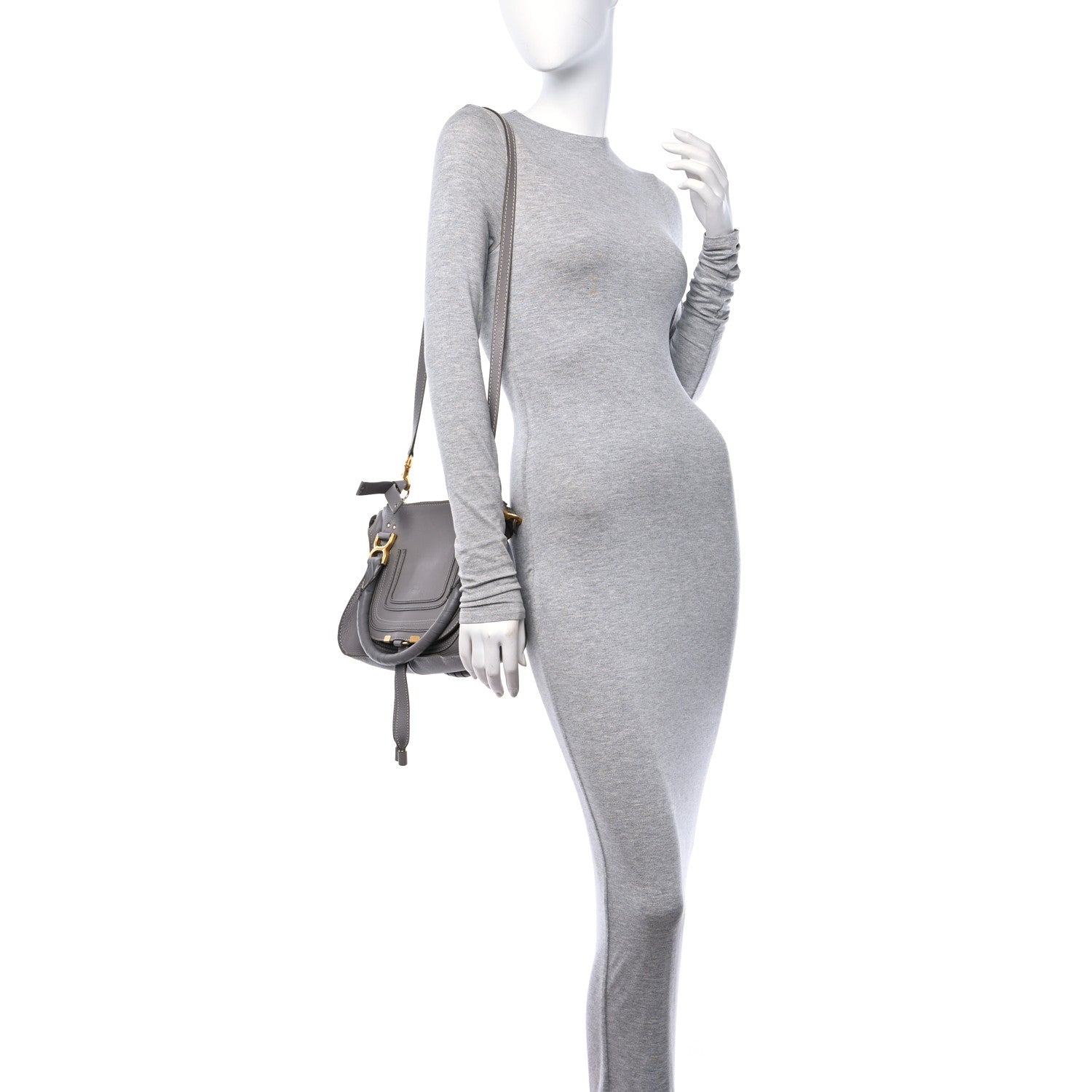 Chloe Calfskin Small Marcie Satchel Cashmere Grey 2 of 14
