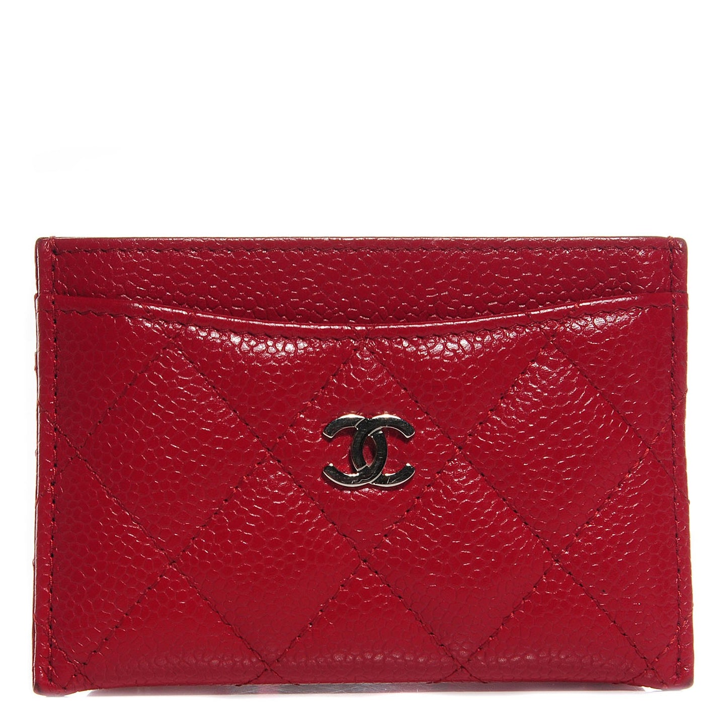 Caviar Quilted Card Holder Red