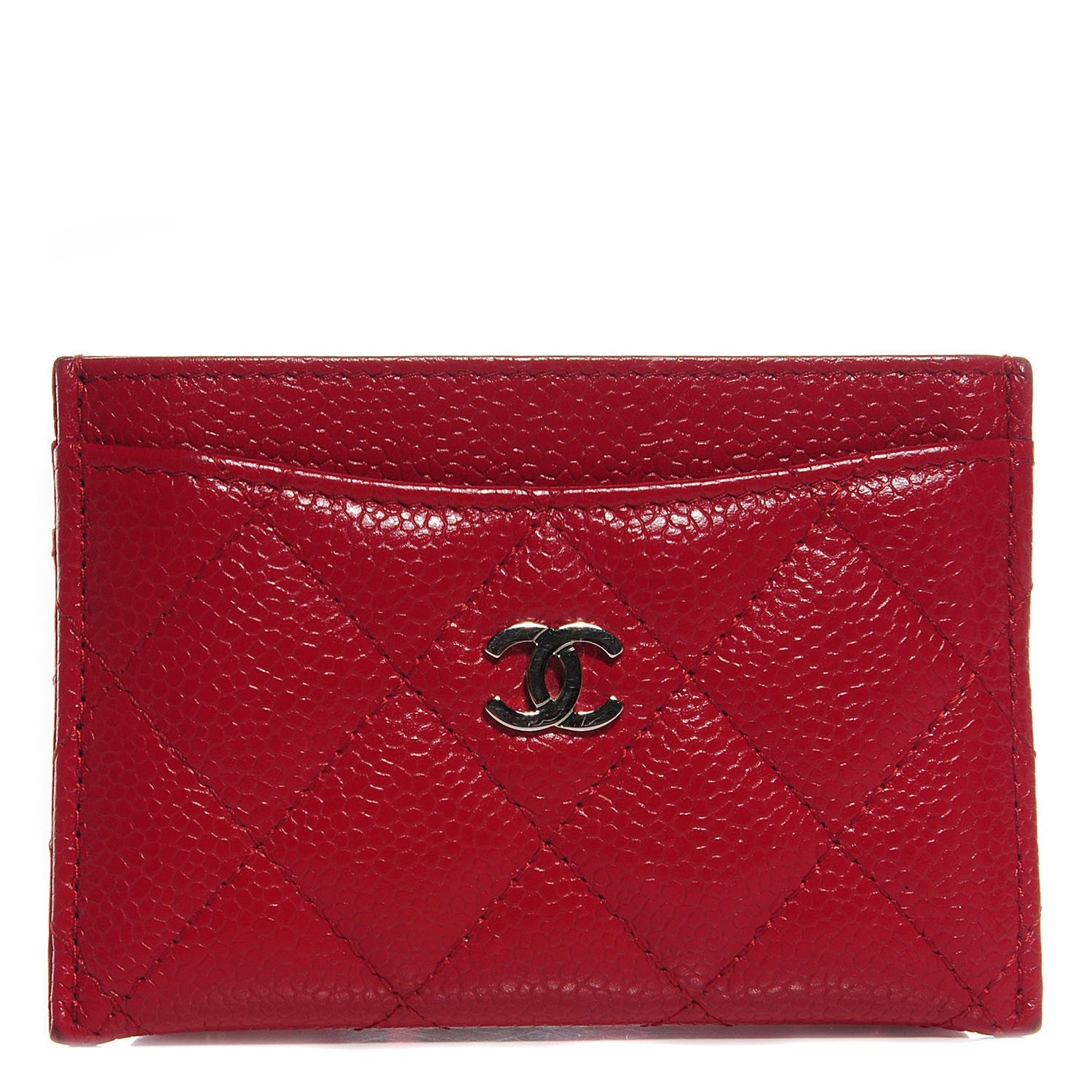 Chanel Caviar Quilted Card Holder Red 1 of 8