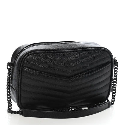 Saint Laurent Grain De Poudre Matelasse Monogram Mini Lou Camera Bag Black 2 of 7