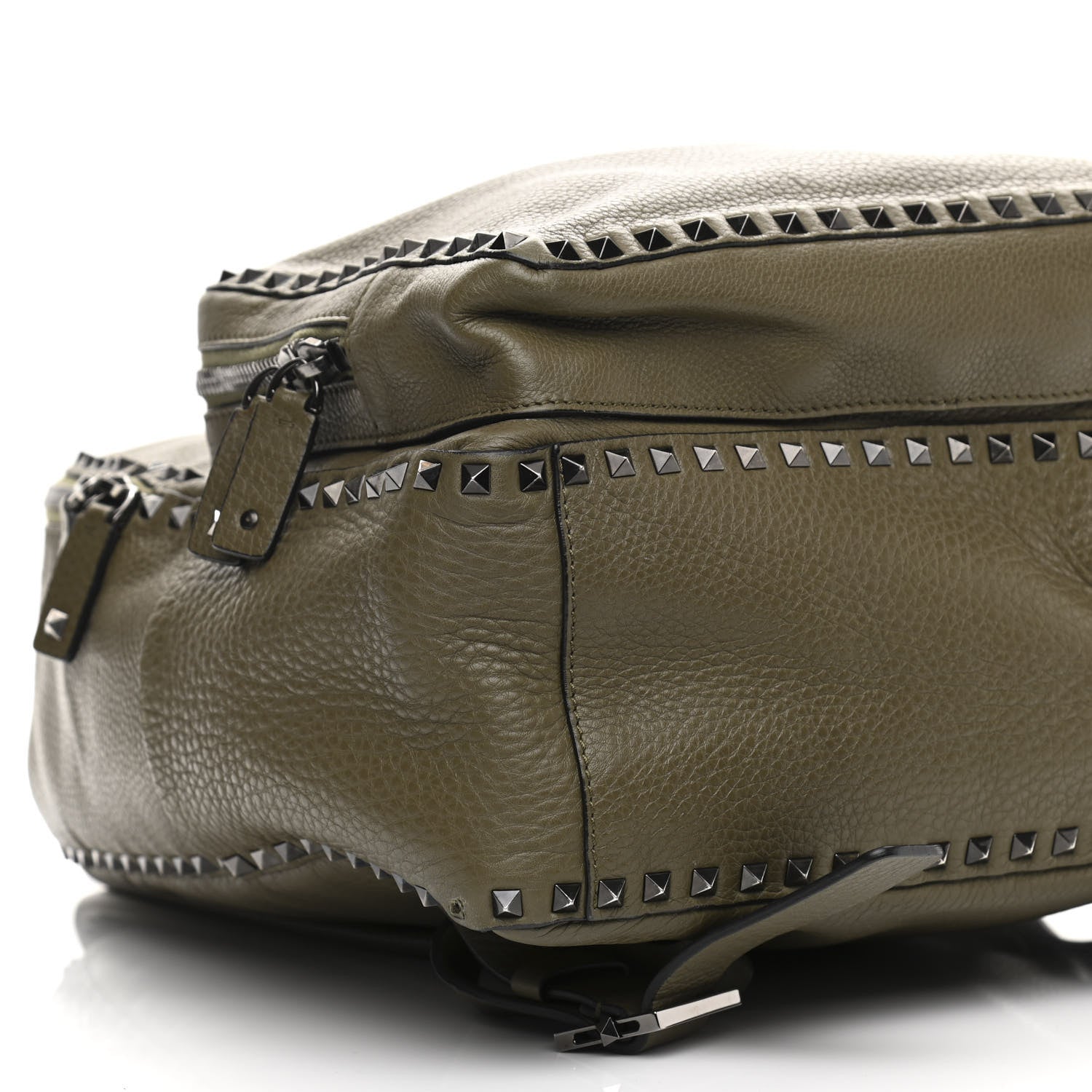 Valentino Garavani Grained Calfskin Medium Rockstud Backpack Army Green 8 of 18