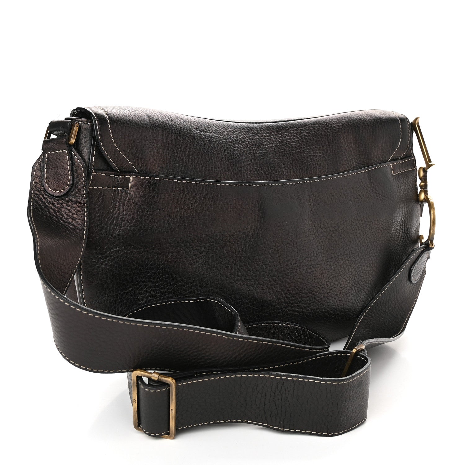 Christian Dior Metallic Calfskin Baudrier Saddle Bag Brown 3 of 13