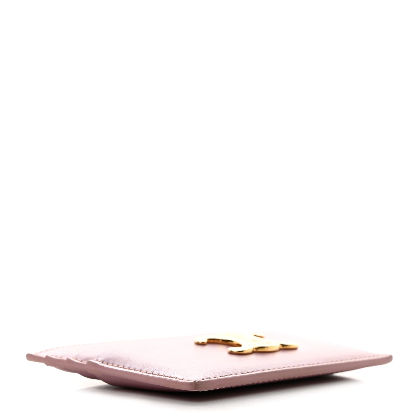Shiny Calfskin Triomphe Card Holder Petal