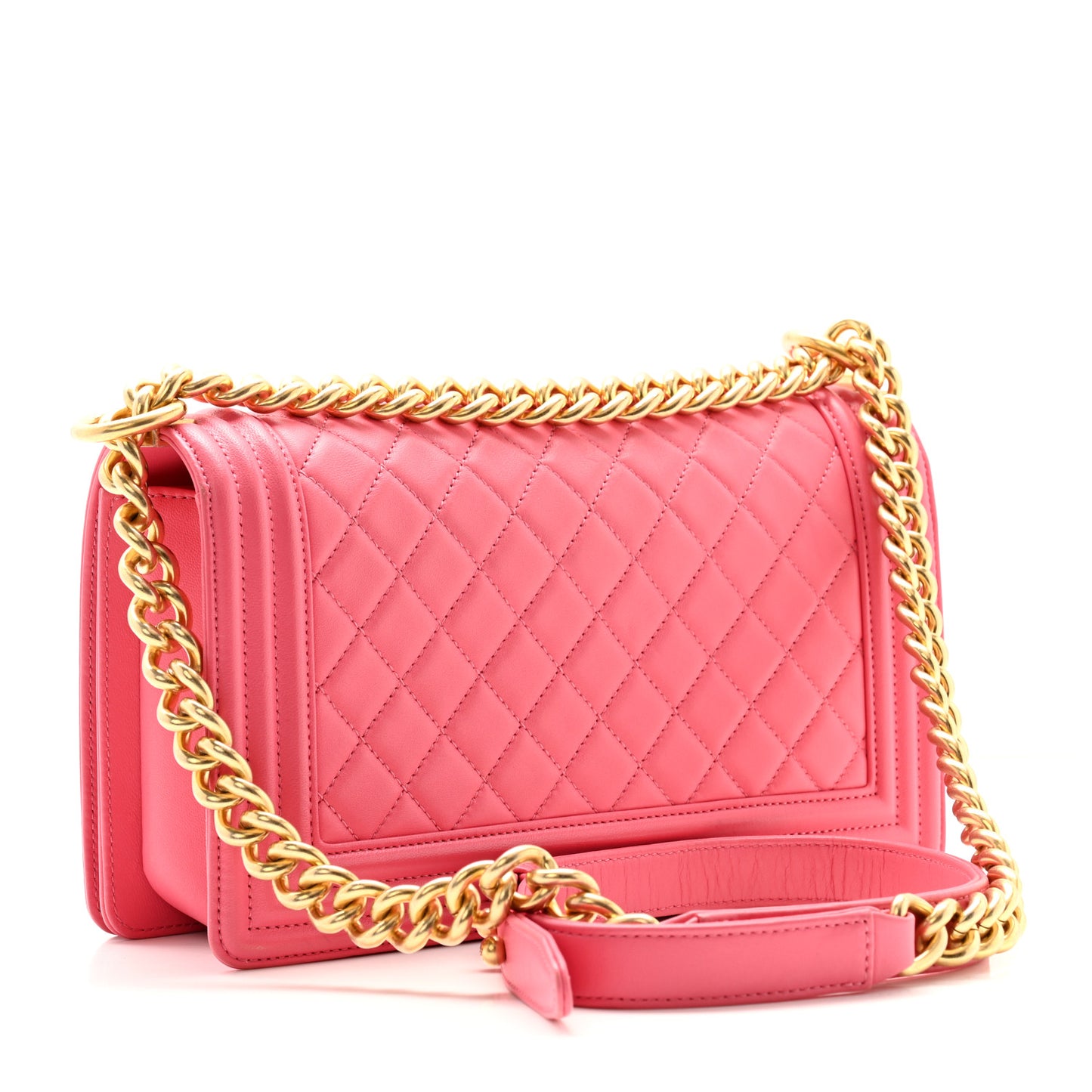 Lambskin Quilted Medium Boy Flap Pink