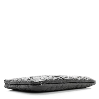 Chanel Goatskin Camellia Embossed Cosmetic Pouch Anthracite 4 of 12