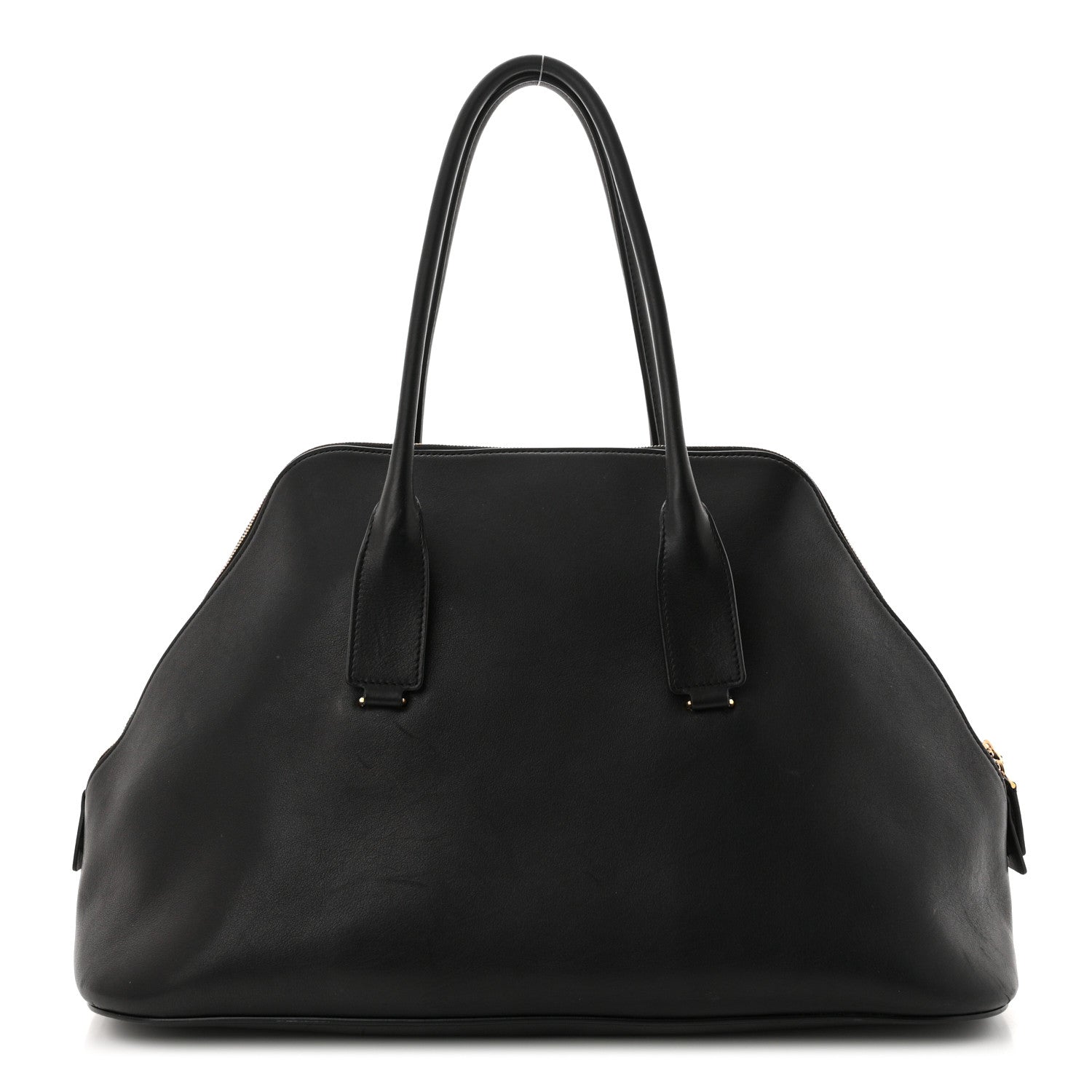 The Row Polished Saddle Calfskin Large Devon Bag Black 1 of 9