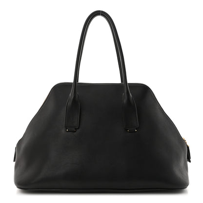 The Row Polished Saddle Calfskin Large Devon Bag Black 1 of 9