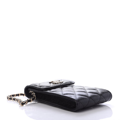 Chanel Caviar Quilted Crystal CC Airpods Pro and Phone Case With Chain Black 4 of 11