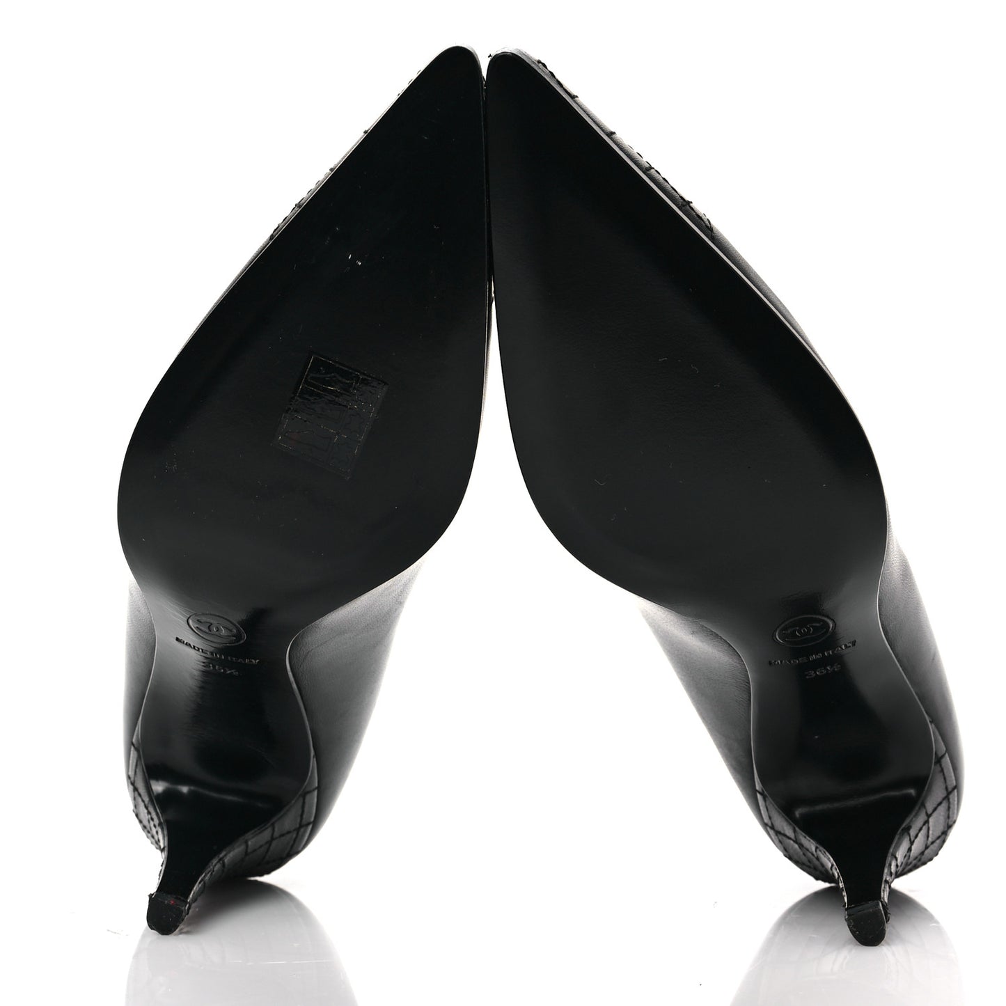 Lambskin Quilted Pointed Toe Pumps 36.5 Black