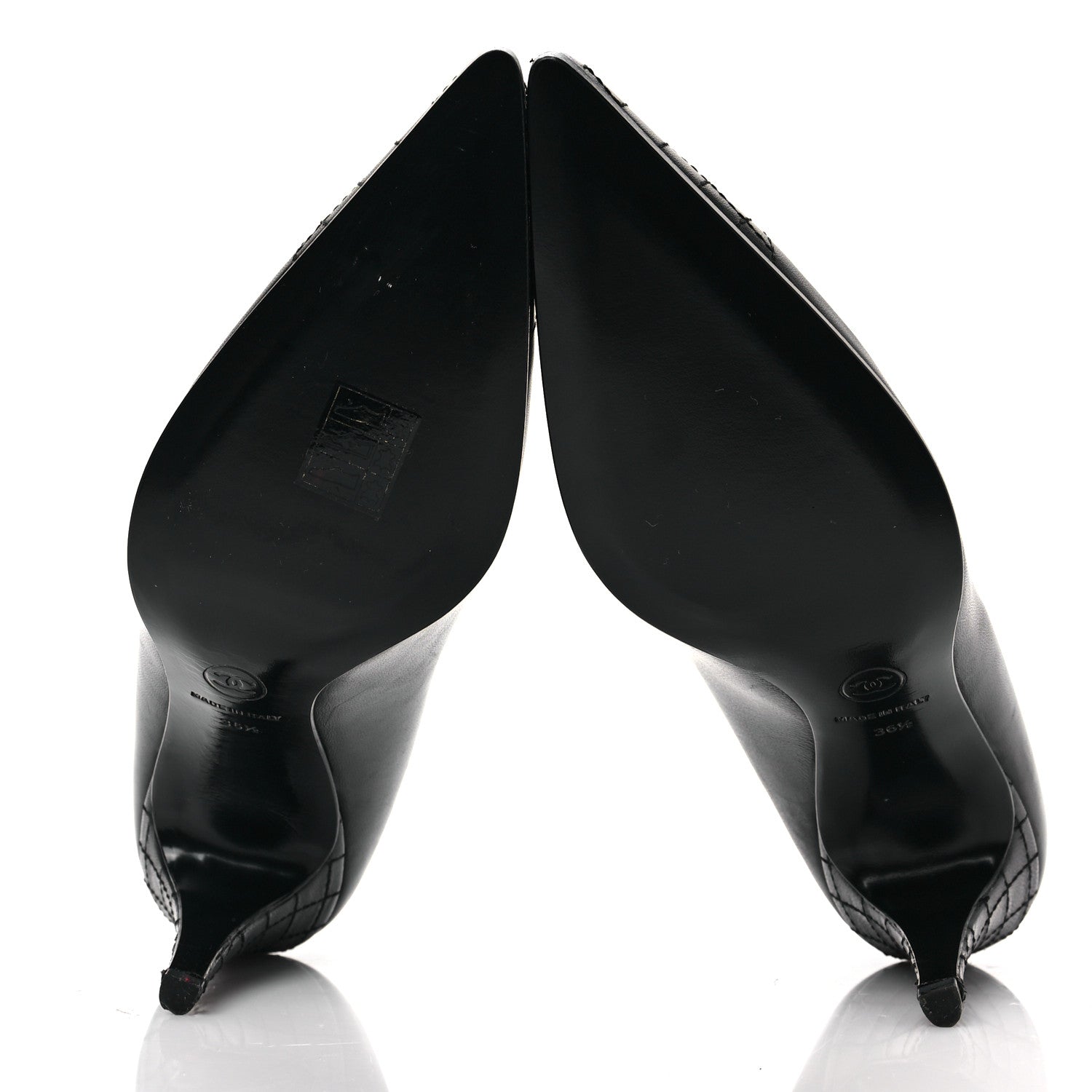 Chanel Lambskin Quilted Pointed Toe Pumps 36.5 Black 5 of 8