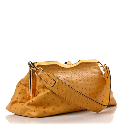 Miu Miu Ostrich Frame Shoulder Bag Yellow 2 of 6