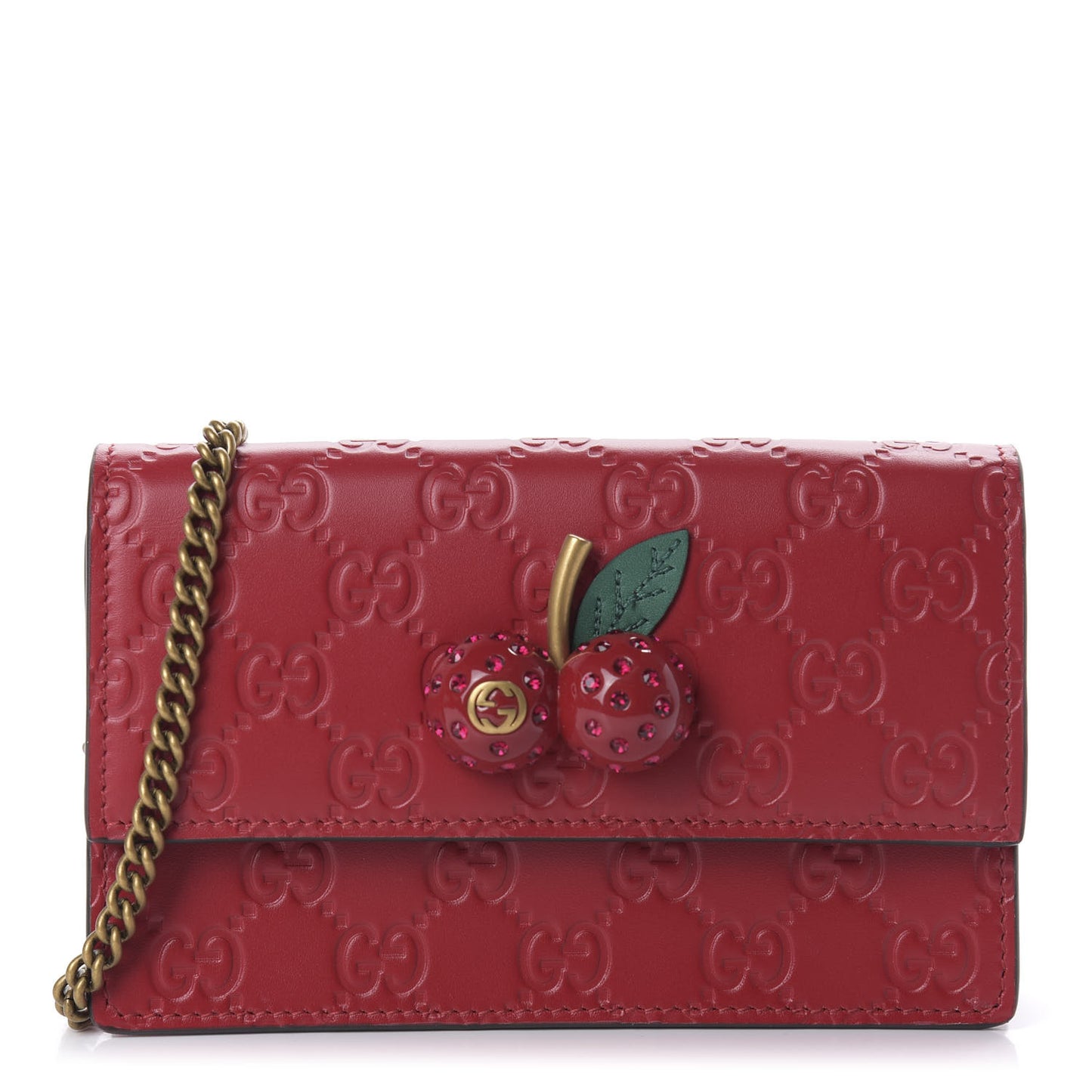 Guccissima Mini Cherry Chain Bag Hibiscus Red