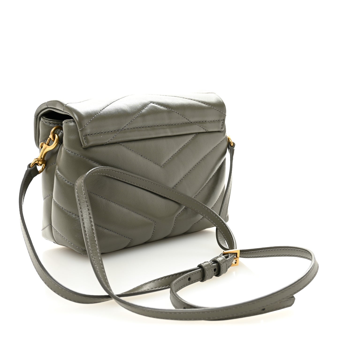 Calfskin Y Quilted Monogram Toy Loulou Crossbody Bag Grey Kaki